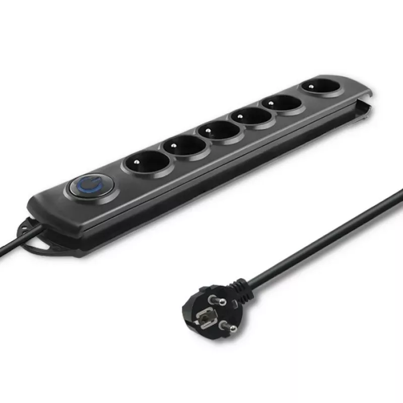 Pārsprieguma aizsargs Qoltec 50112 Melns 6 maiņstrāvas rozetes 230V 3m