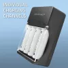 Akumulatoru lādētājs QOLTEC 50653 Ni‑MH AAA (R03) un AA (R6) uzlādējamām baterijām, ieeja 220–240 V, izeja 1,2 V