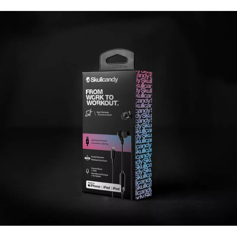 Skullcandy | Sporta austiņas | Komplekts | Iekšauss | Mikrofons | Trokšņu slāpēšana | Melns