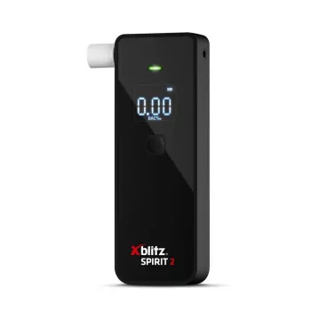 Alkometrs Xblitz Spirit 2 kompakts alkohola testeris, BAC 0–4%, precizitāte 1%, LCD, 111×35×24 mm, 77 g, 2×1,5V baterijas, 2 gab.