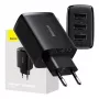 Baseus Compact Quick Charger, 3x USB, 17W (Melns)