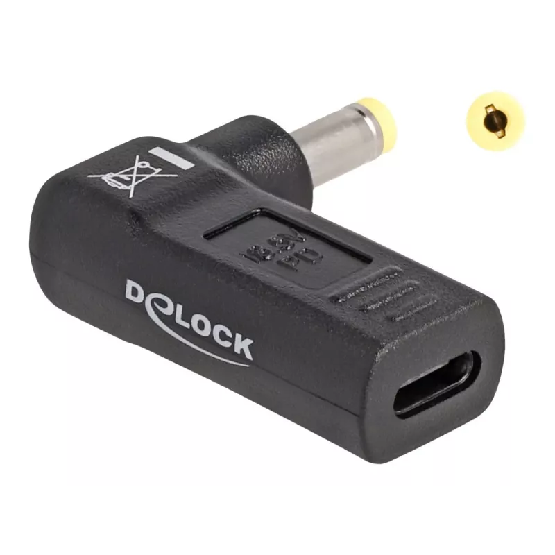 DeLOCK adapteris USB Type-C ligzda uz HP 4.8 x 1.7 mm spraudnis 90° leņķī