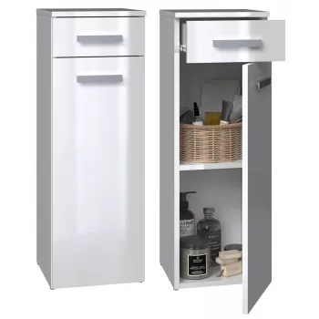 Vannas istabas uzglabāšanas skapis top e shop NEL V DS BIEL POŁ — brīvi stāvošs, 3 plaukti, 300×300×850 mm, balts rāmis