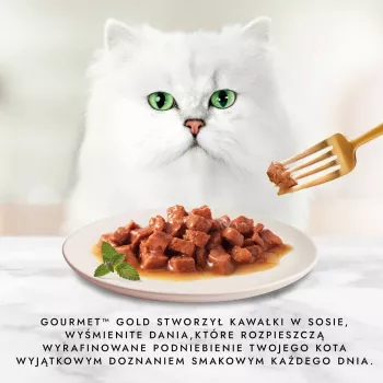 Slapjā kaķu barība Purina Nestlé GOURMET Gold Adult 85 g — Vistas & Laša garša, proteīns 7%, mitrums 82%