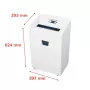 HSM Pure 420 dokumentu smalcinātājs — daļiņu griezums P-4, 24 cm darba platums, 15 lapu ietilpība, 35 L tvertne, balts