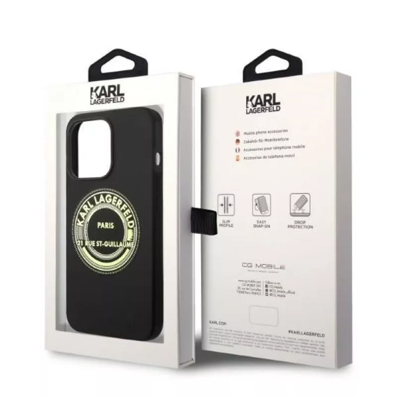 Karl Lagerfeld Soft Cover Silicone RSG Black for Apple iPhone 14 Pro KLHCP14LSRSGRCK