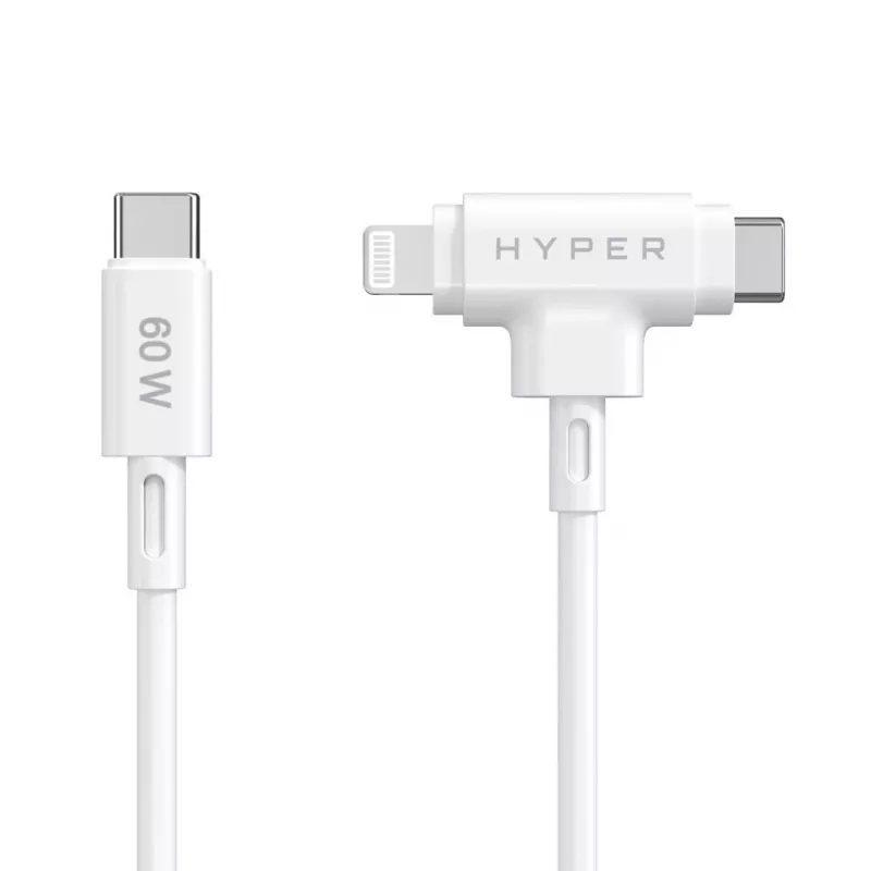 HYPER HyperJuice USB kabelis USB 2.0 1,5 m USB-C USB-C/Lightning Balts