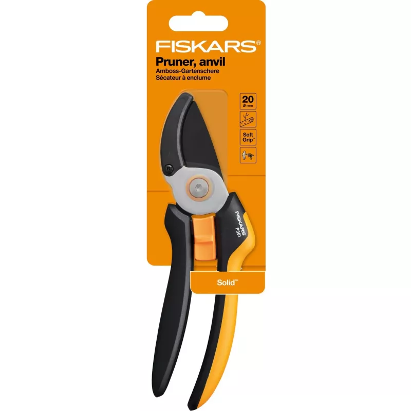 Fiskars Solid L P361 atzarošanas šķēres Anvil Melns, oranža