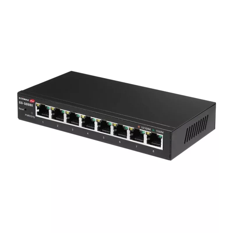 Edimax GS-5008E tīkla komutators pārvaldāms Gigabit Ethernet (10/100/1000) melns