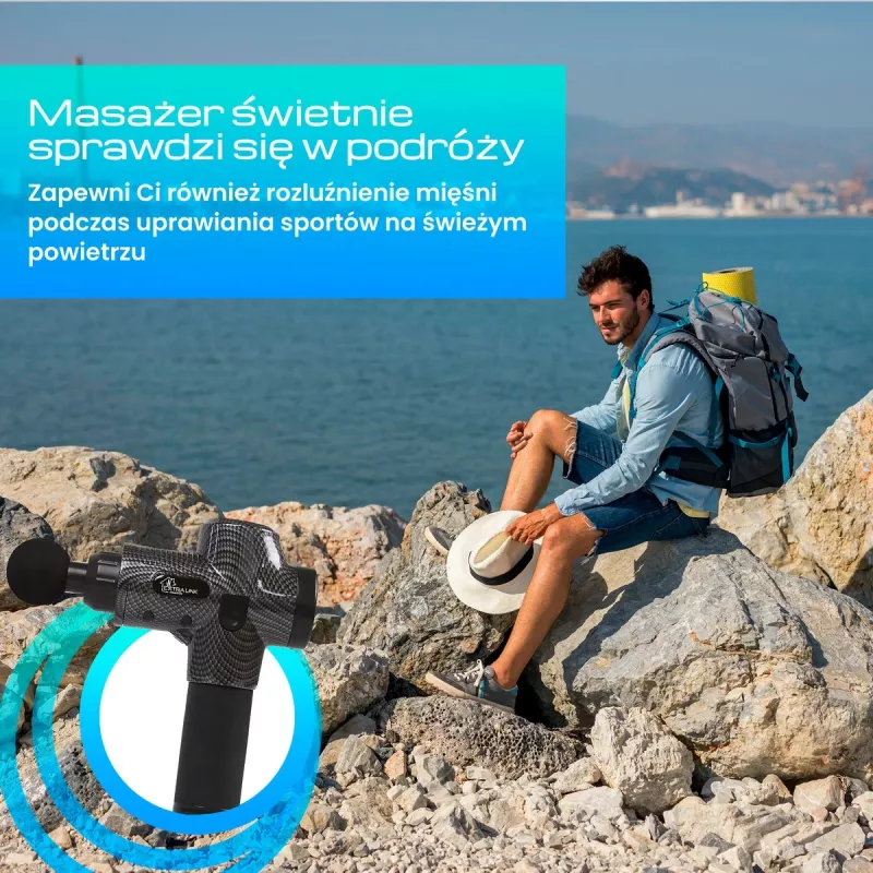 Masāžas pistole Extralink MSG-01-PRO 3800 RPM 6 uzgaļi