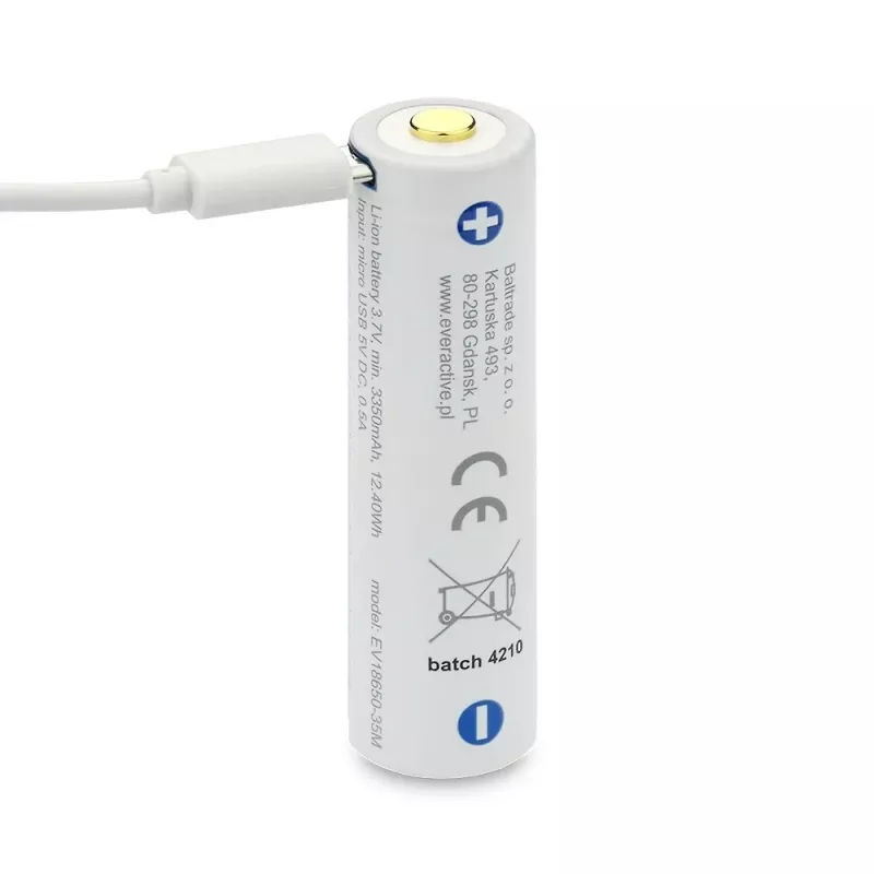 18650 Li-Ion 3.7V everActive 3500mAh battery (1 gab.) micro-USB with protection