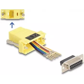 DeLOCK D-Sub 15 kontaktu ligzda uz RJ45 ligzdu montāžas komplekts, dzeltens