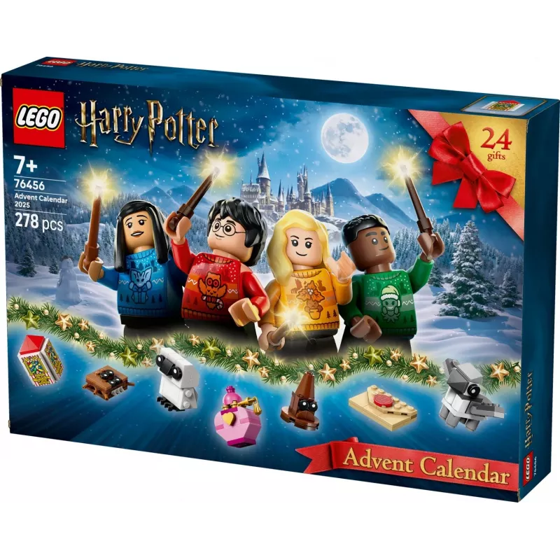 Konstruktoru rotaļlieta LEGO Harry Potter Adventes kalendārs 2025, komplekts 76456 — 278 daļas, 8 minifigūras, vecums 7+