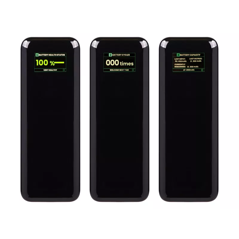 Power bank BLOW AIR99.9 27000mAh PD 140W LCD — 2× USB‑C, 1× USB‑A, 27000 mAh, 140 W kopā
