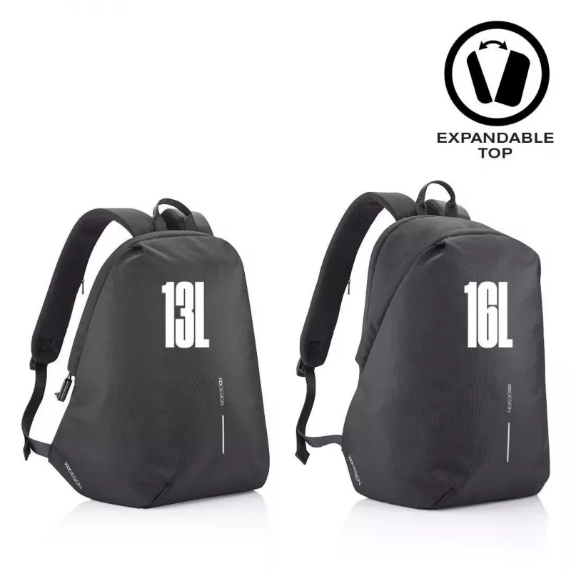 Ikdienas mugursoma XDDESIGN Bobby Soft ar 15,6 collu klēpjdatora nodalījumu, 16 L, PET, melna