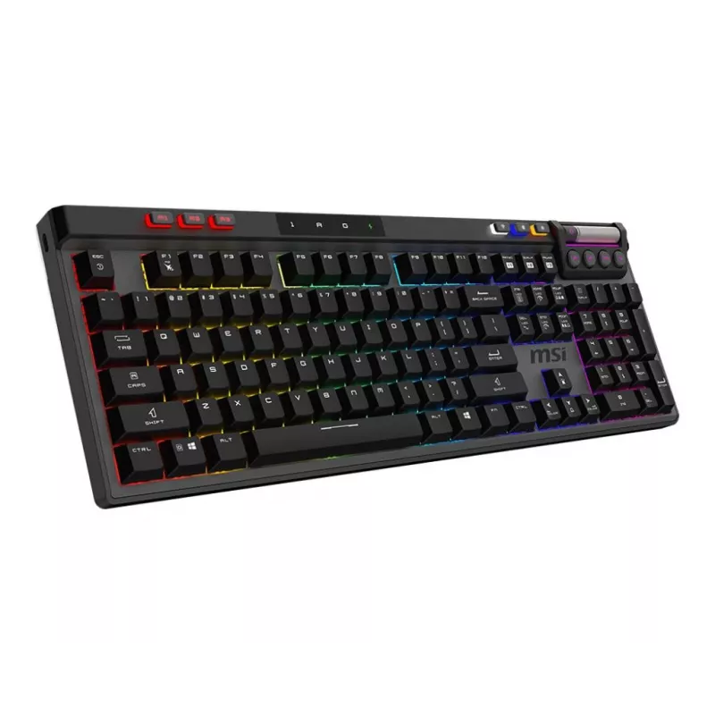 Mehāniskā spēļu tastatūra MSI Strike Pro W Silent US izkārtojums RGB fona apgaismojums, vadu, klusie taustes slēdži