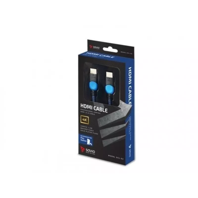 Savio GCL-02 HDMI kabelis 1,8 m HDMI Type A (standarta) Melns,Zils