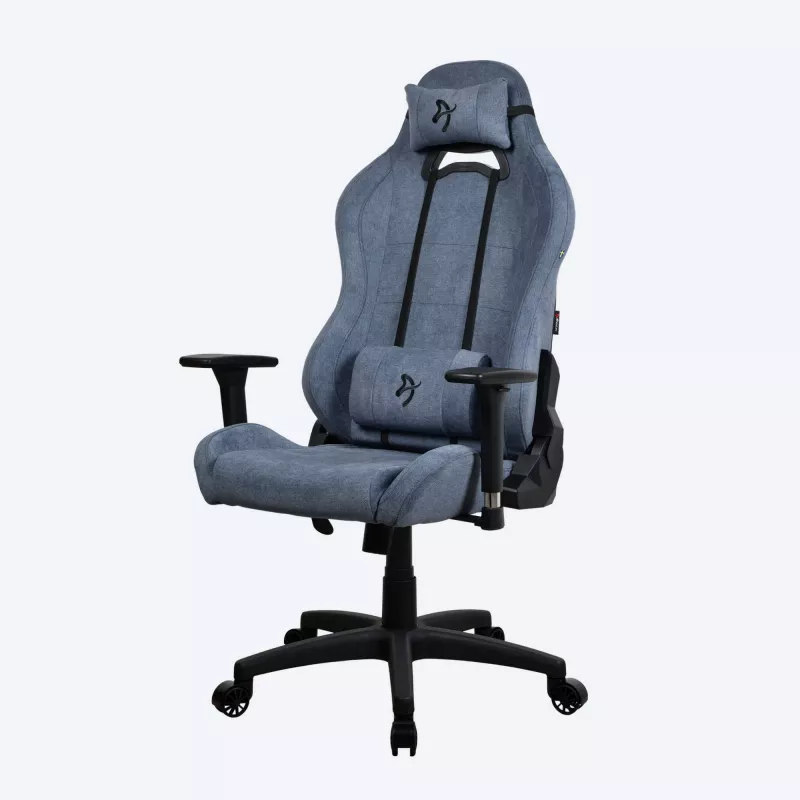 Spēļu krēsls Arozzi Torretta SoftFabric Blue — ergonomisks dizains, regulējams augstums un roku balsti