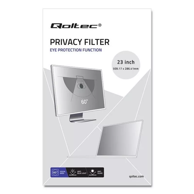 Qoltec GDPR privātuma filtrs 23 | 16:9 | Acu kopšana | Panorāmas