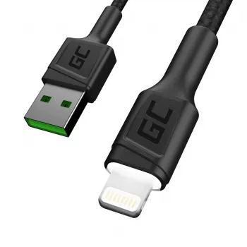 Lightning–USB-A kabelis zaļa Cell KABGC12, 2 m, Lightning – USB A, melns