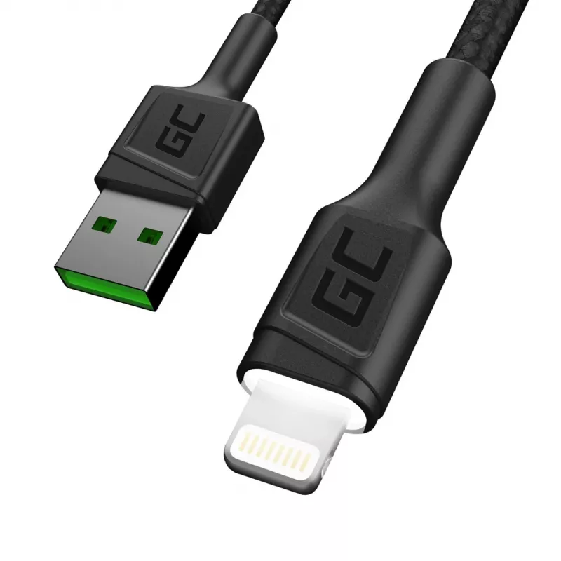 Lightning–USB-A kabelis zaļa Cell KABGC12, 2 m, Lightning – USB A, melns