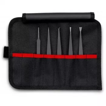 ESD pincete Knipex 92 00 05 melna plakana smaila izliekta taisna