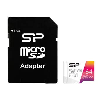 Silicon Power Elite microSDXC UHS-I 64GB atmiņas karte — 100 MB/s, 64 GB, UHS-I, Class 10, V10, A1