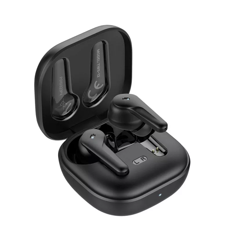 SAVIO in-ear TWS headset TWS-12, Bluetooth 5.3, built-in mic, Melns