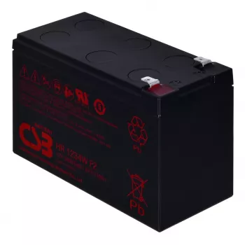 Noslēgts svina-skābes akumulators CSB baterija HR1234WF2 12V 9Ah UPS un rezerves barošanai