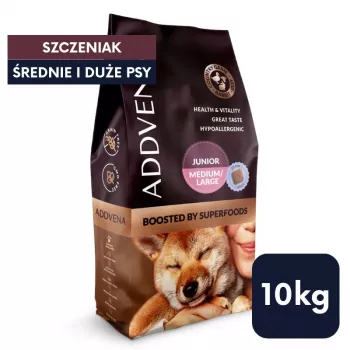 ADDVENA Boosted by superfoods Junior Medium/Large Beef - sausā suņu barība - 10kg