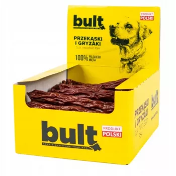 Suņu kārums BULT Liellopu gaļas desiņas 40g — dabīgs suņu našķis ar liellopu gaļas garšu, 40 g iepakojums, proteīns 39,8%, tauki 35,2%
