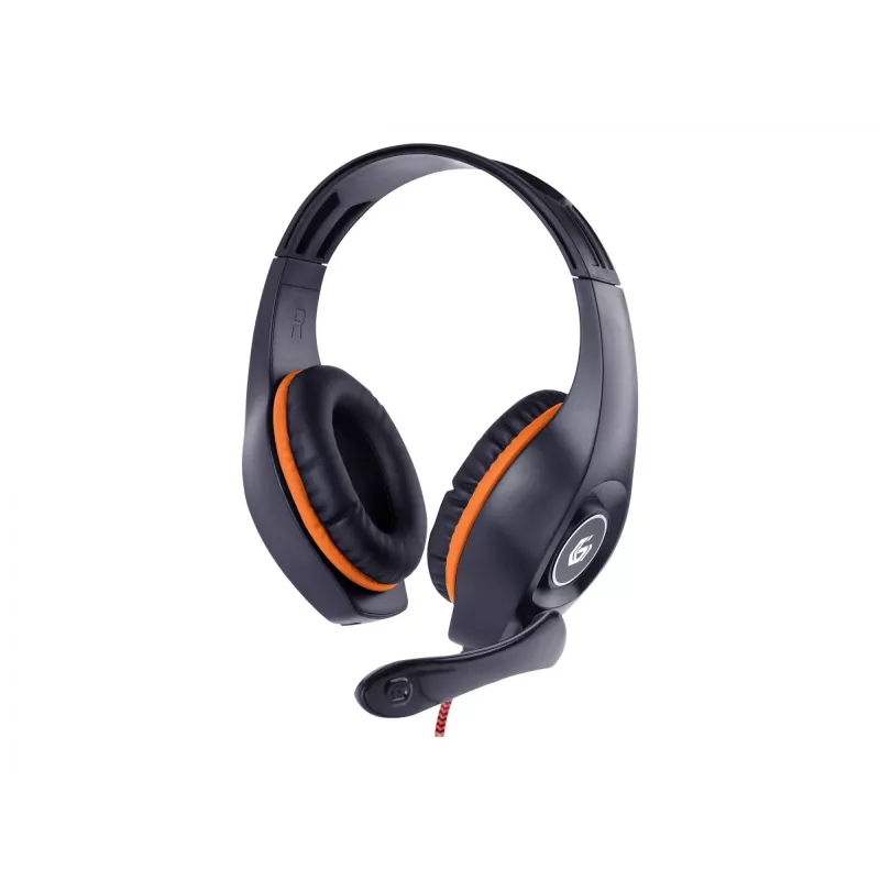 Vadu spēļu austiņas GEMBIRD GHS-05-O, apļveida, 20–20000 Hz, 2 m kabelis, 250 g, oranža/melna