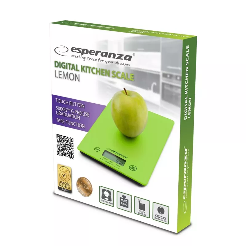 Esperanza EKS002G kitchen scale Elektroniskā virtuves svari Zaļa, Dzeltena Galdvirsma Taisnstūris