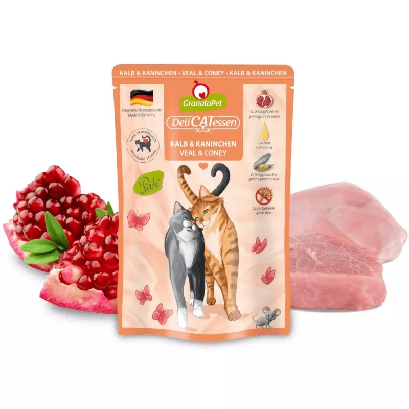 Mitrā kaķu barība Fox4Pets DeliCATessen Teļa un truša gaļa 85 g paciņa, pilnvērtīga barība, bez lipekļa un sojas