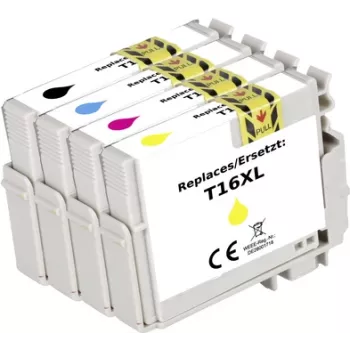 Renkforce tintes komplekts aizstāj Epson 16XL (C13T163640) saderīgs melna, ciāna, fuksīna, dzeltena RF-I-E-16XLBKCMY4PK RF-5718868 (RF-5718868)