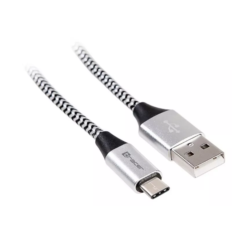 Kabelis USB 2.0 Type-C vīriešu - C vīriešu 1,0m melns-sudrabs