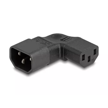 DeLOCK Tīkla adapteris IEC 60320 C14 uz C13 Spraudnis Kontaktligzda 10 A 90° Pa kreisi Pa labi Melns