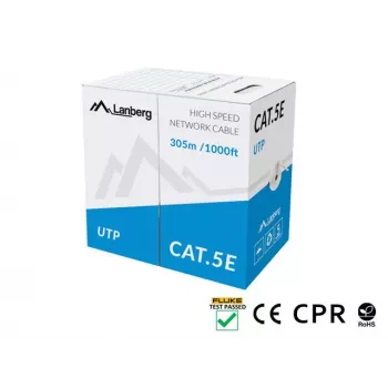 Tīkla kabelis Lanberg LCU5-11CU-0305-S U/UTP Cat5e 305 m Pelēks