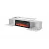 TV skapis Cama Meble ROVA ar elektrisko kamīnu 190x37x48 cm balts/spīdīgi balts