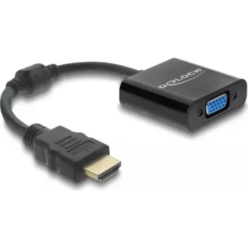DELOCK HDMI vīr. uz VGA siev. adaptera kabelis — HDMI (vīr.) uz VGA (siev.), melns