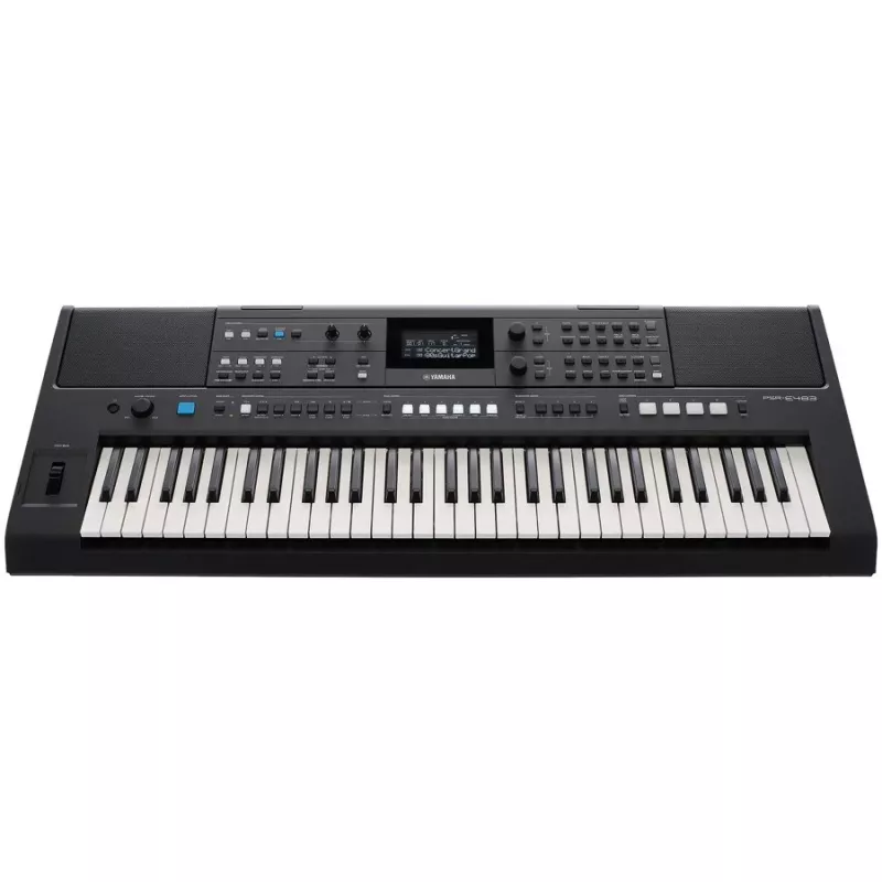 Klaviatūra YAMAHA PSR-E483 — 61 taustiņu portatīvā aranžiera klaviatūra ar taustes jutību un USB-MIDI