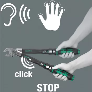 Griezes momenta piederumi Wera Click-Torque X 7 ar melni zaļu rokturi, kvadrātveida piedziņas ieliktnis 14x18 mm