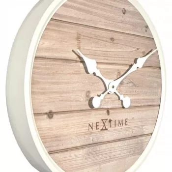 NeXtime klok 3134wi Plank, Ø50 cm, siena, balts