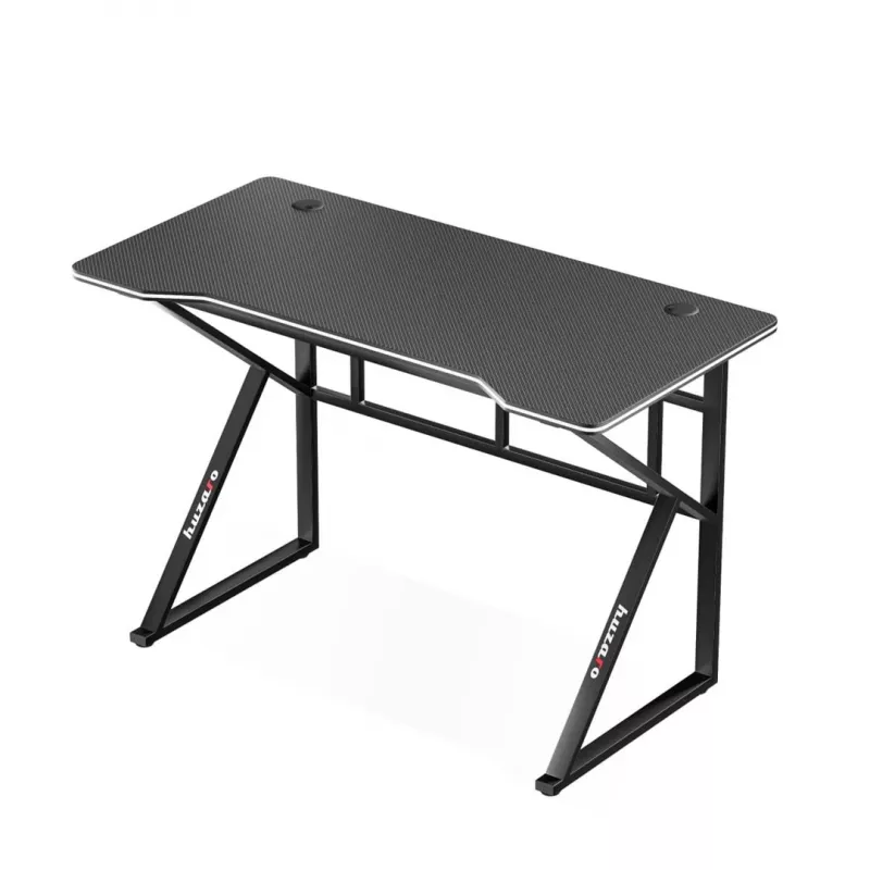 Spēļu galds huzaro Hero 1.6 Melns — taisns MDF/oglekļa galda virsma 1200×600×750 mm, metāla rāmis