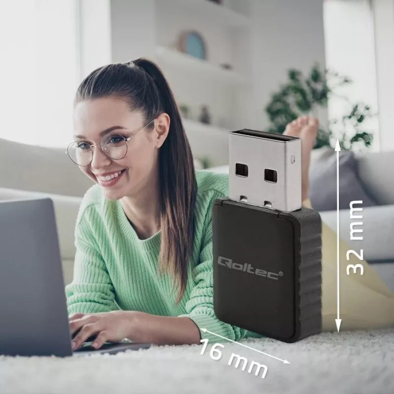 Bezvadu USB adapteris QOLTEC 56988 Dual Band 1300 Mbps USB 3.0