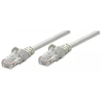Intellinet tīkla komutācijas kabelis, Cat6, 1m, pelēks, CCA, U/UTP, PVC, RJ45, ar apzeltītiem kontaktiem, bez aizķeršanās, ar uzmavu, mūža garantija