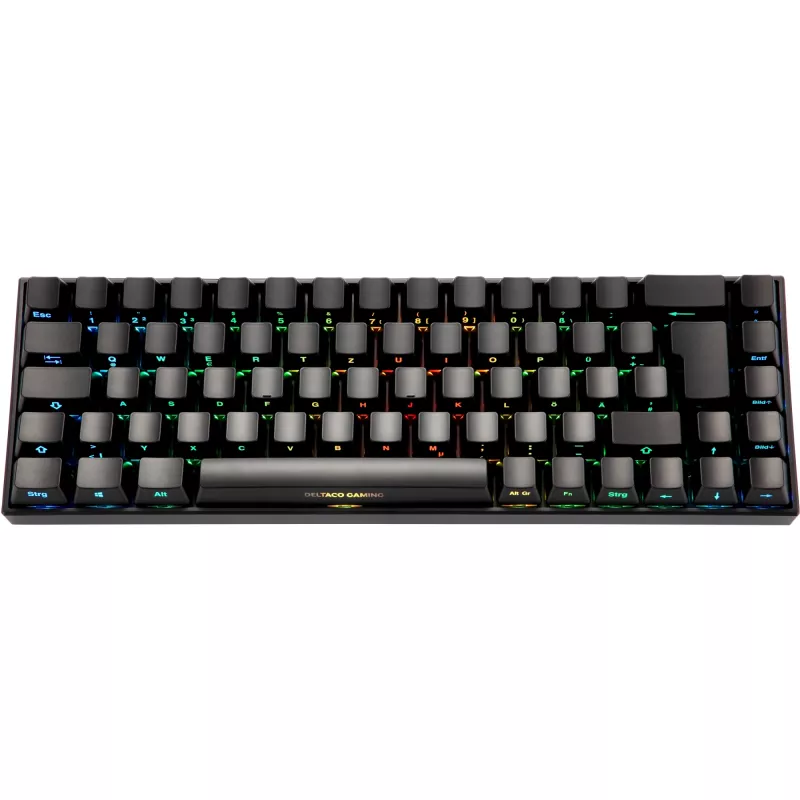 Deltaco GAM-100-DE - 65% - USB + Bluetooth - mehāniskais slēdzis - QWERTZ - RGB-LED - Melns