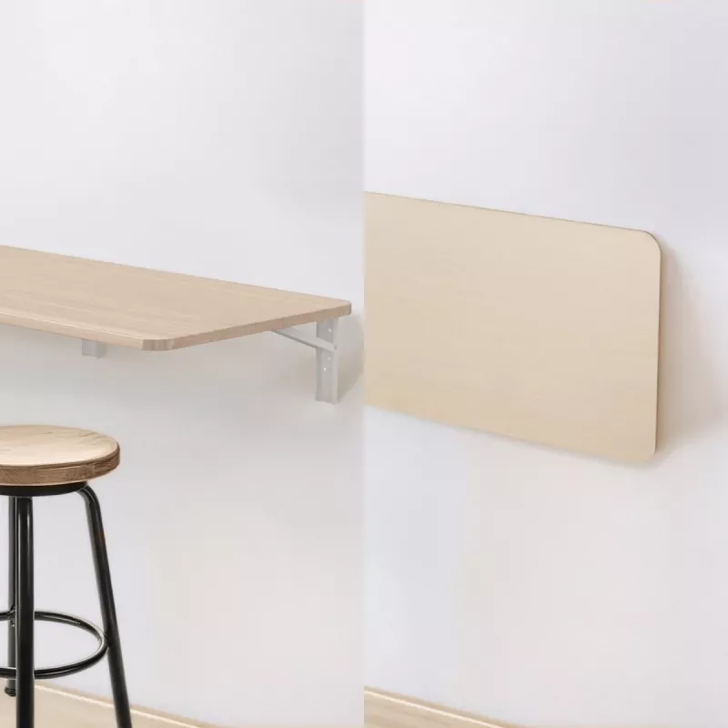 Pie sienas stiprināms salokāms plaukts MACLEAN MC-128 WD 100×40 cm ar koka apdari