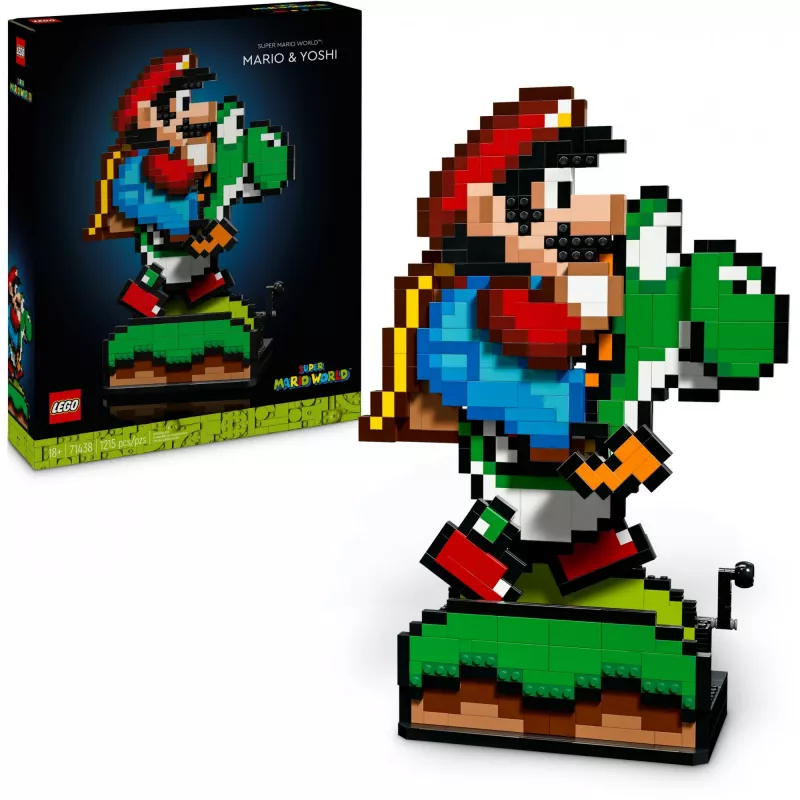 Konstrukcijas rotaļlieta LEGO Super Mario World Mario & Yoshi komplekts 71438 — interaktīvas figūras un būvējami spēles elementi