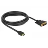DeLOCK - Video kabelis - HDMI / DVI - DVI-D (vīrišķais) uz HDMI (vīrišķais) - 2,0 m - Trīskārša izolācija - Melns - Skrūves (85654)
